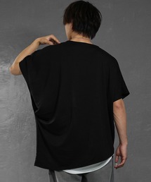 【MinoriTY】アシンメトリードルマンスリーブ半袖Tシャツ ビッグシルエット メンズ 夏服 無地 ルーズシルエット