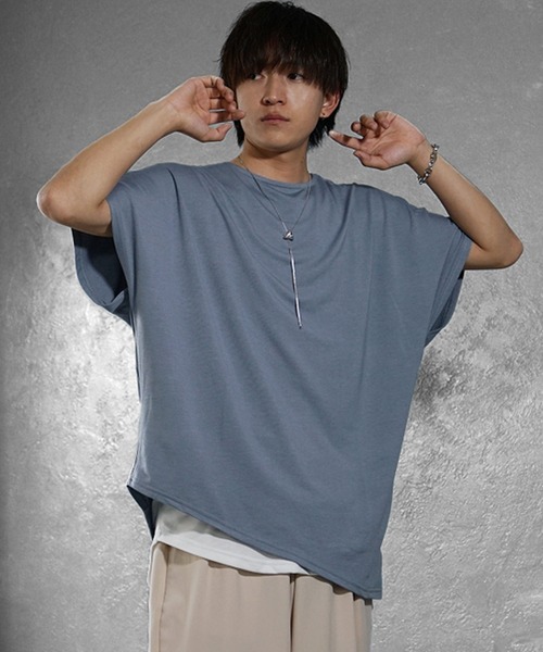 セール】【MinoriTY】アシンメトリードルマンスリーブ半袖Tシャツ