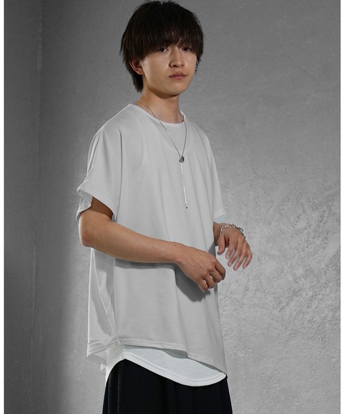 MinoriTY（マイノリティ）の「【MinoriTY】アシンメトリードルマンスリーブ半袖Tシャツ ビッグシルエット メンズ 夏服 無地 ルーズシルエット（Tシャツ/カットソー・メンズ・グレー/ブルー/モカ/ホワイト/グリーン系その他/ベージュ系その他/ブラック・M/L）」の10枚目の写真