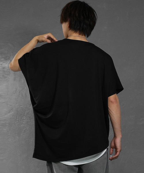 MinoriTY（マイノリティ）の「【MinoriTY】アシンメトリードルマンスリーブ半袖Tシャツ ビッグシルエット メンズ 夏服 無地 ルーズシルエット（Tシャツ/カットソー・メンズ・グレー/ブルー/モカ/ホワイト/グリーン系その他/ベージュ系その他/ブラック・M/L）」の12枚目の写真