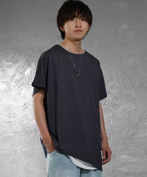 セール】【MinoriTY】アシンメトリードルマンスリーブ半袖Tシャツ