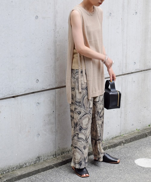 Marient（マリエント）の「マーブルシフォンパンツ（その他パンツ・レディース・ブラック/ベージュ・FREE）」の2枚目の写真