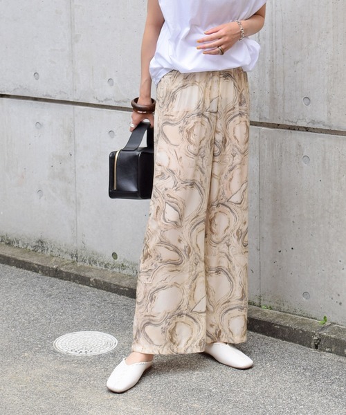 Marient（マリエント）の「マーブルシフォンパンツ（その他パンツ・レディース・ブラック/ベージュ・FREE）」の12枚目の写真