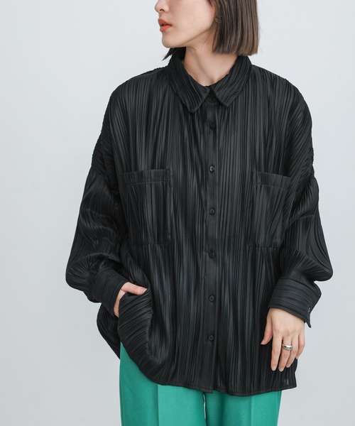 select MOCA（セレクトモカ）の「プリーツオーバーシャツ（シャツ/ブラウス・レディース・ブラウン/ダークオリーブ/ボルドー/ブラック・FREE）」の9枚目の写真