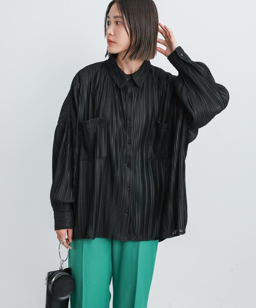 select MOCA（セレクトモカ）の「プリーツオーバーシャツ（シャツ/ブラウス・レディース・ブラウン/ダークオリーブ/ボルドー/ブラック・FREE）」の11枚目の写真