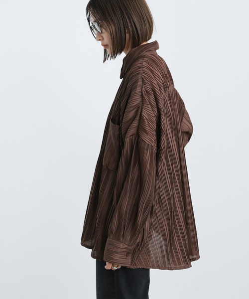 select MOCA（セレクトモカ）の「プリーツオーバーシャツ（シャツ/ブラウス・レディース・ブラウン/ダークオリーブ/ボルドー/ブラック・FREE）」の22枚目の写真