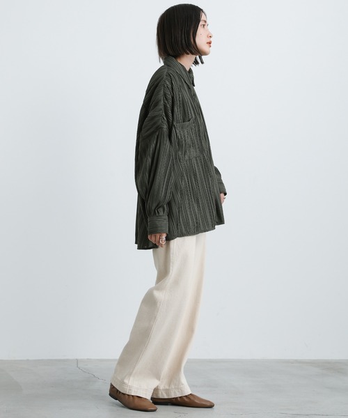select MOCA（セレクトモカ）の「プリーツオーバーシャツ（シャツ/ブラウス・レディース・ブラウン/ダークオリーブ/ボルドー/ブラック・FREE）」の15枚目の写真