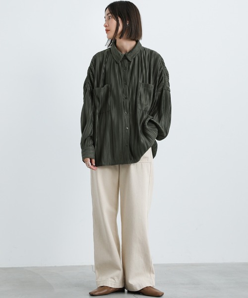 select MOCA（セレクトモカ）の「プリーツオーバーシャツ（シャツ/ブラウス・レディース・ブラウン/ダークオリーブ/ボルドー/ブラック・FREE）」の6枚目の写真