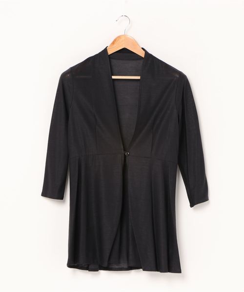 GGD SELECT(ジージーディー セレクト)の「ハヴァナイストリップ HAVEANICETRIP 麻 天然素材 ウォッシャブル麻ウエスト切替フレアーカーディガン(カーディガン/ボレロ・レディース・バーガンディー/ターコイズブルー/ネイビー/ブラック・M/L/XL/LL)」の4枚目の写真
