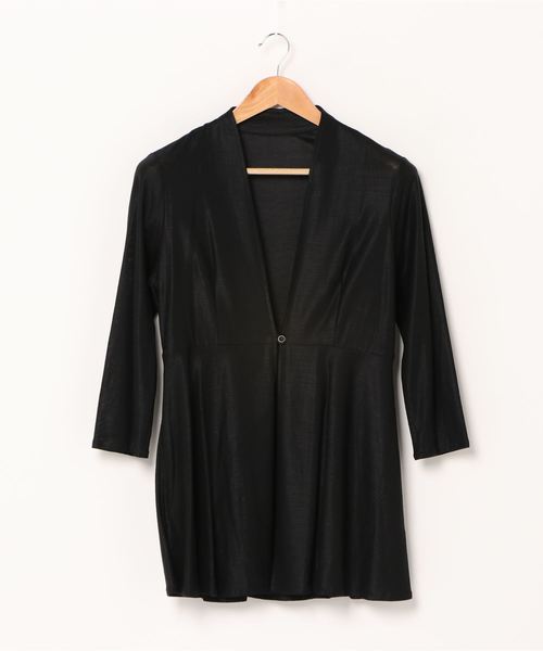 GGD SELECT(ジージーディー セレクト)の「ハヴァナイストリップ HAVEANICETRIP 麻 天然素材 ウォッシャブル麻ウエスト切替フレアーカーディガン(カーディガン/ボレロ・レディース・バーガンディー/ターコイズブルー/ネイビー/ブラック・M/L/XL/LL)」の6枚目の写真