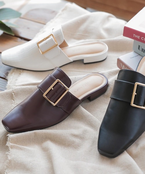 KOBE LETTUCE（コウベレタス）の「スクエアトゥバックルバブーシュ（その他シューズ・レディース・ブラック/ブラウン/ベージュ/ホワイト系その他・S/LL/M/L）」の3枚目の写真