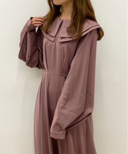 apres jour(アプレジュール)の「ステッチ襟ワンピース【ZOZOTOWN限定アイテム】(ワンピース・レディース・ミント/モカ/ライトベージュ・フリー)」の6枚目の写真