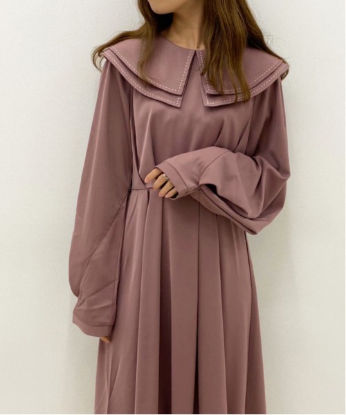 apres jour(アプレジュール)の「ステッチ襟ワンピース【ZOZOTOWN限定アイテム】(ワンピース・レディース・ミント/モカ/ライトベージュ・フリー)」の7枚目の写真