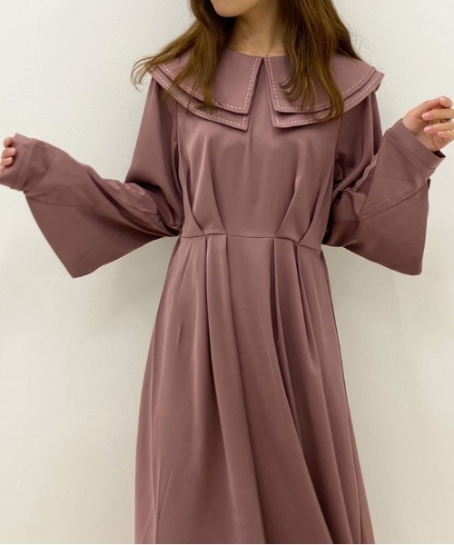 apres jour(アプレジュール)の「ステッチ襟ワンピース【ZOZOTOWN限定アイテム】(ワンピース・レディース・ミント/モカ/ライトベージュ・フリー)」の8枚目の写真