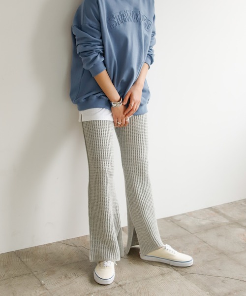 Auntie Rosa Holiday(アンティローザホリデー)の「ワッフルフレアレギンス(レギンス/スパッツ・レディース・ブラック/グレー/ナチュラル/カーキ・FREE)」の3枚目の写真