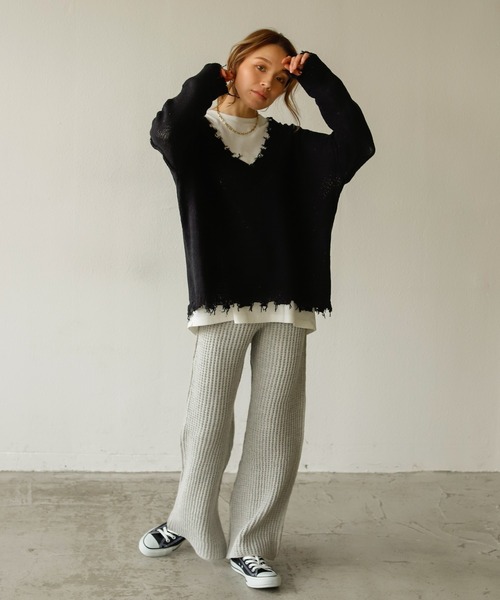 Auntie Rosa Holiday(アンティローザホリデー)の「ワッフルフレアレギンス(レギンス/スパッツ・レディース・ブラック/グレー/ナチュラル/カーキ・FREE)」の9枚目の写真