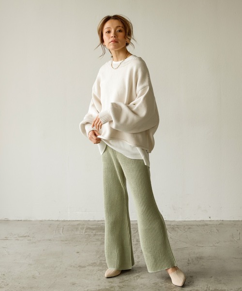 Auntie Rosa Holiday(アンティローザホリデー)の「ワッフルフレアレギンス(レギンス/スパッツ・レディース・ブラック/グレー/ナチュラル/カーキ・FREE)」の14枚目の写真