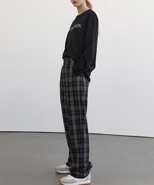 Fano Studios(ファノ ストゥディオズ)の「【Fano Studios】Wide straight plaid pants FC21K008(その他パンツ・レディース・ブラック・L/M/S)」の2枚目の写真