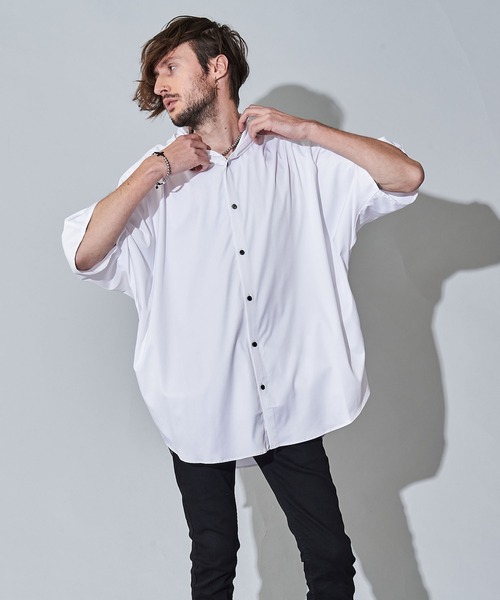 NO ID.（ノーアイディ）の「【NO ID.】Stretch Hood Dolman Big Shirt / ストレッチ フード ドルマン ビッグ シャツ（シャツ/ブラウス・メンズ・ホワイト/ブラック/ベージュ/グレー・ONE SIZE）」の13枚目の写真