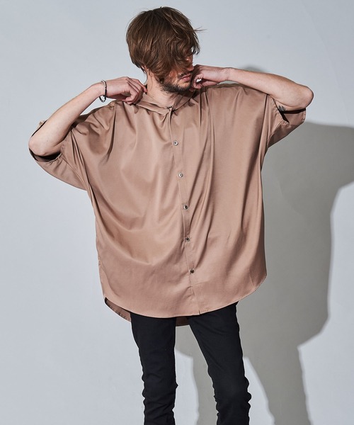 NO ID.（ノーアイディ）の「【NO ID.】Stretch Hood Dolman Big Shirt / ストレッチ フード ドルマン ビッグ シャツ（シャツ/ブラウス・メンズ・ホワイト/ブラック/ベージュ/グレー・ONE SIZE）」の21枚目の写真