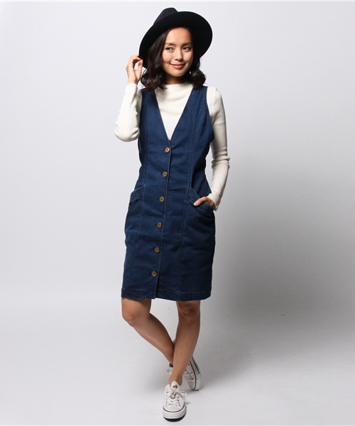 ROSE BUD（ローズバッド）の「LOP-14214 FRONT BUTTON JUMPER SKIRT（ワンピース・レディース・ワンウォッシュ/ブラック・ONE SIZE）」の8枚目の写真