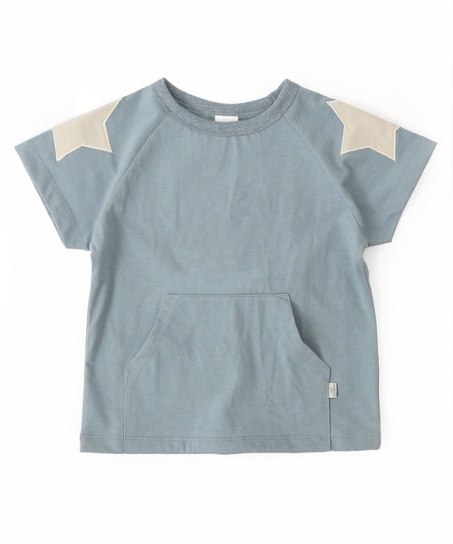 SUNDAYS SUN(サンデイズ サン)の「ポケット付きショルダーパッチTシャツ(Tシャツ/カットソー・キッズ・チャコールグレー/ブラウン/ベージュ/サックスブルー・80/140/130/120/100/110/90)」の4枚目の写真