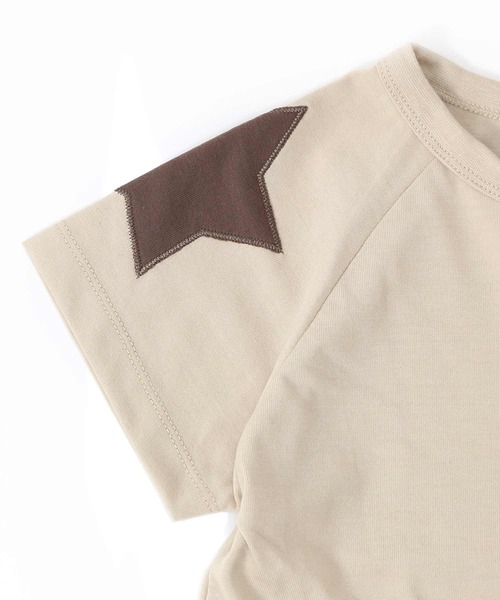 SUNDAYS SUN(サンデイズ サン)の「ポケット付きショルダーパッチTシャツ(Tシャツ/カットソー・キッズ・チャコールグレー/ブラウン/ベージュ/サックスブルー・80/140/130/120/100/110/90)」の13枚目の写真