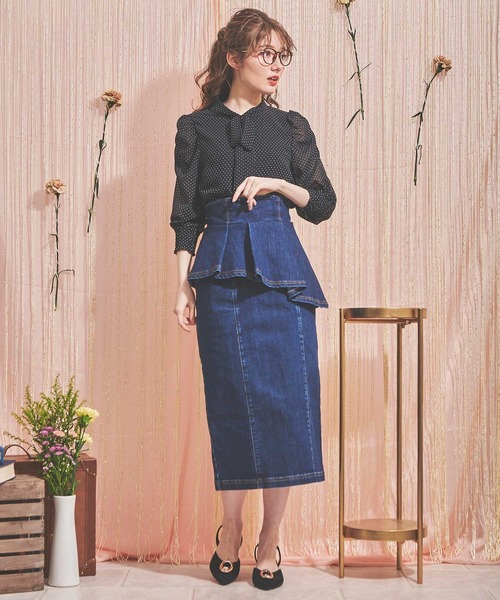 【ALAIA】 ☆送料関税込み☆ペプラムデニムスカートベルト 新品タグ付き】匿名配送 ノエラ ウエストペプラムデニムスカート