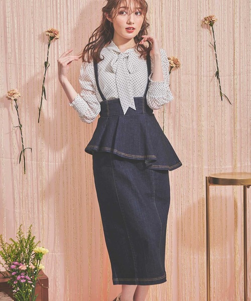 NOELA(ノエラ)の「ペプラムディティールタイトスカート(デニムスカート・レディース・ダークインディゴブルー/インディゴブルー・S/M)」の3枚目の写真