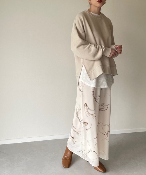 y/m by misato（イムバイミサト）の「マーブルロングスカート（スカート・レディース・ホワイト/ライトブラック・FREE）」の15枚目の写真
