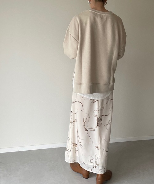 y/m by misato（イムバイミサト）の「マーブルロングスカート（スカート・レディース・ホワイト/ライトブラック・FREE）」の6枚目の写真