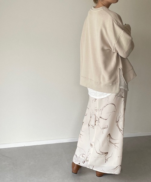 y/m by misato（イムバイミサト）の「マーブルロングスカート（スカート・レディース・ホワイト/ライトブラック・FREE）」の4枚目の写真