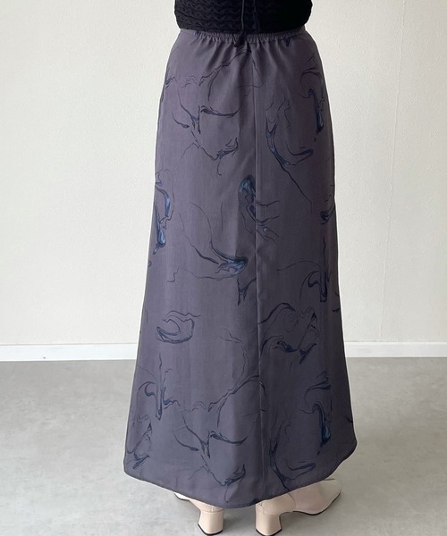 y/m by misato（イムバイミサト）の「マーブルロングスカート（スカート・レディース・ホワイト/ライトブラック・FREE）」の10枚目の写真