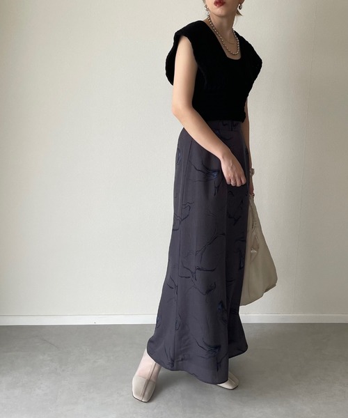 y/m by misato（イムバイミサト）の「マーブルロングスカート（スカート・レディース・ホワイト/ライトブラック・FREE）」の9枚目の写真
