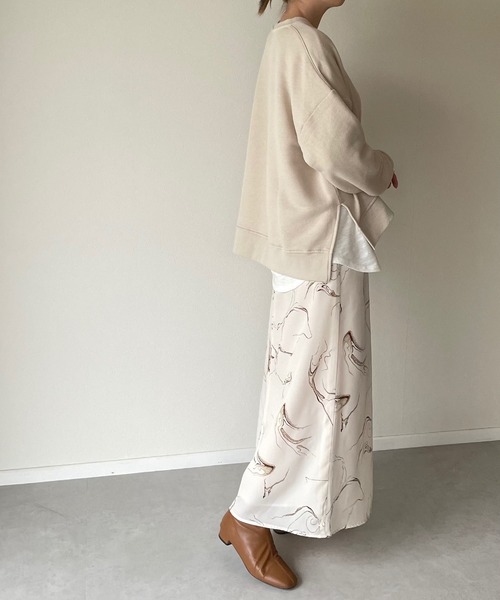 y/m by misato（イムバイミサト）の「マーブルロングスカート（スカート・レディース・ホワイト/ライトブラック・FREE）」の19枚目の写真