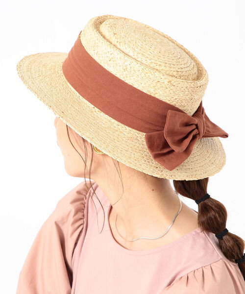 B:MING by BEAMS(ビーミングバイビームス)の「B:MING by BEAMS / ラフィア カンカン帽(ハット・レディース・ブラウン/ナチュラル・ONE SIZE)」の3枚目の写真
