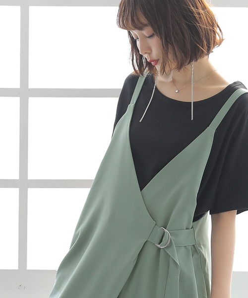 osharewalker（オシャレウォーカー）の「【廃盤】『カシュクール風Dカンサロペット』（サロペット/オーバーオール・レディース・ブラック/ミント・1/2）」の7枚目の写真