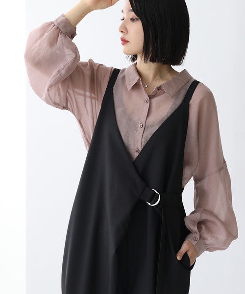 osharewalker（オシャレウォーカー）の「【廃盤】『カシュクール風Dカンサロペット』（サロペット/オーバーオール・レディース・ブラック/ミント・1/2）」の9枚目の写真