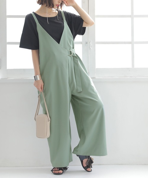 osharewalker（オシャレウォーカー）の「【廃盤】『カシュクール風Dカンサロペット』（サロペット/オーバーオール・レディース・ブラック/ミント・1/2）」の4枚目の写真