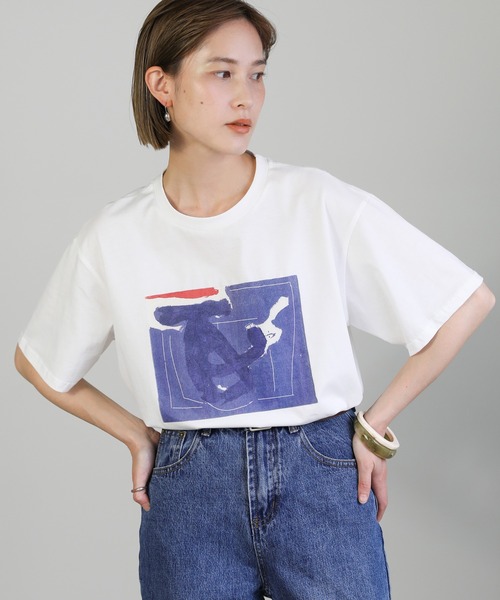 select MOCA(セレクトモカ)の「2021 SS ニュアンスアートデザインTシャツ(Tシャツ/カットソー・レディース・ホワイト/ブラック・FREE)」の20枚目の写真