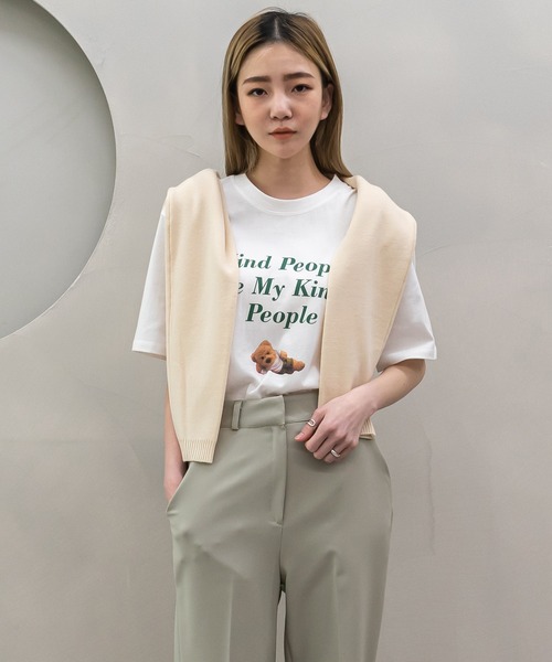 UNE MANSION（ユヌマンション）の「ベアープリントTシャツ（Tシャツ/カットソー・レディース・ライトグレー/イエロー/アイボリー・FREE）」の2枚目の写真