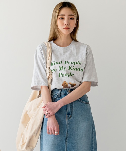 UNE MANSION（ユヌマンション）の「ベアープリントTシャツ（Tシャツ/カットソー・レディース・ライトグレー/イエロー/アイボリー・FREE）」の3枚目の写真