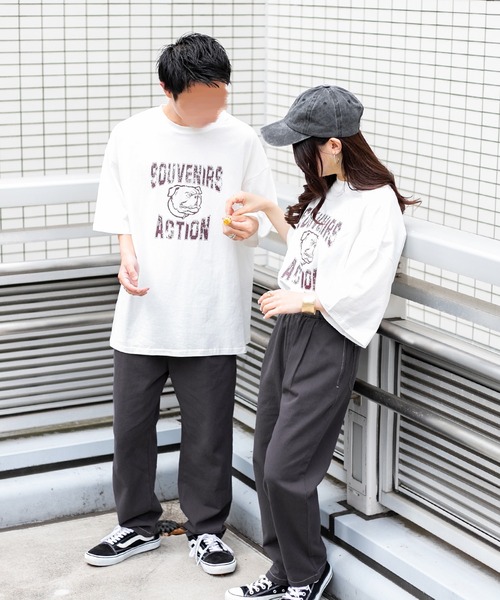 PairPair(ペアペア)の「ブルドッグオーバーTシャツ(ユニセックス)(Tシャツ/カットソー・メンズ・オレンジ/ネイビー/チャコールグレー/オフホワイト・FREE)」の6枚目の写真