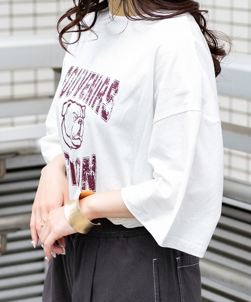 PairPair(ペアペア)の「ブルドッグオーバーTシャツ(ユニセックス)(Tシャツ/カットソー・メンズ・オレンジ/ネイビー/チャコールグレー/オフホワイト・FREE)」の9枚目の写真