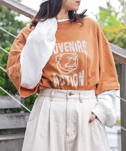 PairPair(ペアペア)の「ブルドッグオーバーTシャツ(ユニセックス)(Tシャツ/カットソー・メンズ・オレンジ/ネイビー/チャコールグレー/オフホワイト・FREE)」の18枚目の写真