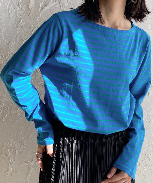 She's Closet（シーズクローゼット）の「ボーダー 長袖 ロングTシャツ（Tシャツ/カットソー・レディース・ホワイト/ライトブルー/ピンク/オレンジ/ブルー・FREE）」の5枚目の写真