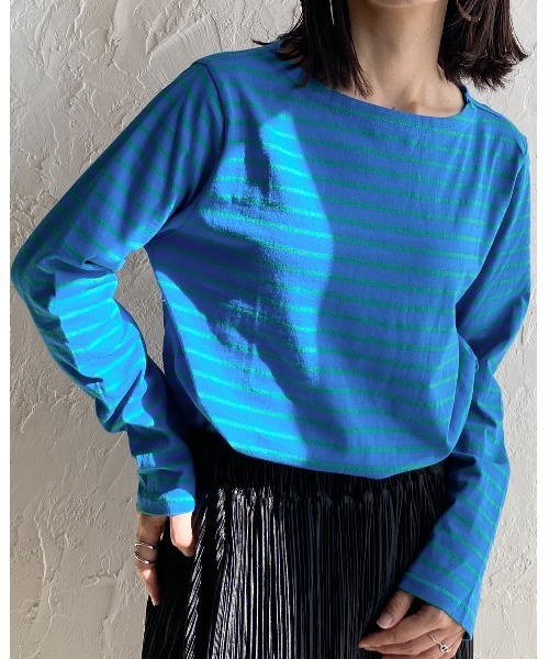 She's Closet（シーズクローゼット）の「ボーダー 長袖 ロングTシャツ（Tシャツ/カットソー・レディース・ホワイト/ライトブルー/ピンク/オレンジ/ブルー・FREE）」の19枚目の写真