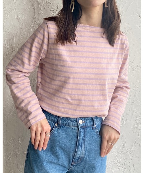 She's Closet（シーズクローゼット）の「ボーダー 長袖 ロングTシャツ（Tシャツ/カットソー・レディース・ホワイト/ライトブルー/ピンク/オレンジ/ブルー・FREE）」の15枚目の写真