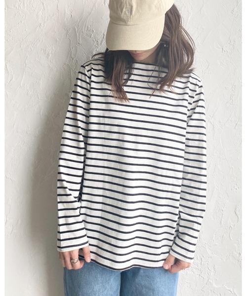 She's Closet（シーズクローゼット）の「ボーダー 長袖 ロングTシャツ（Tシャツ/カットソー・レディース・ホワイト/ライトブルー/ピンク/オレンジ/ブルー・FREE）」の11枚目の写真
