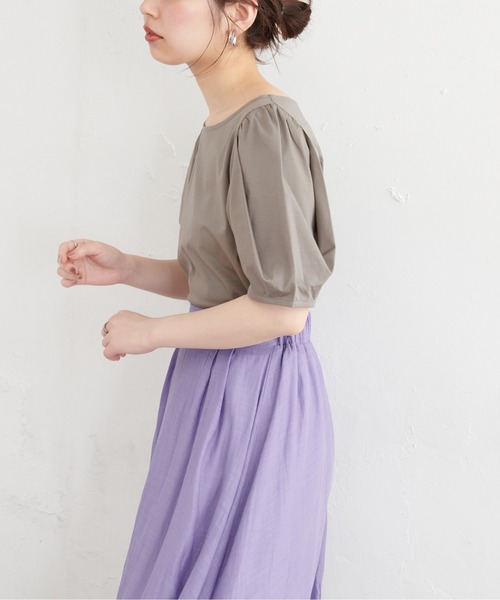 natural couture(ナチュラルクチュール)の「タックスリーブTシャツ(Tシャツ/カットソー・レディース・ミント/カーキ/オフホワイト/ブラック/ピンク・FREE)」の13枚目の写真